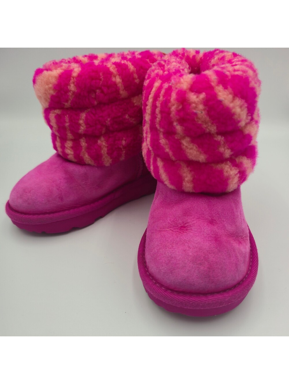 UGG Fluff Mini Quilted Zebra Boots Rock Rose pink Size 8